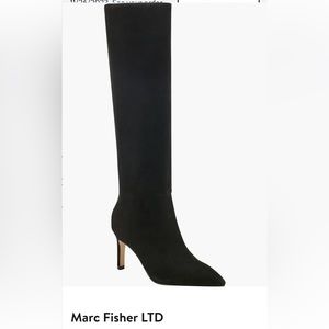 Marc Fisher Pointy Knee High Suede Black Boot